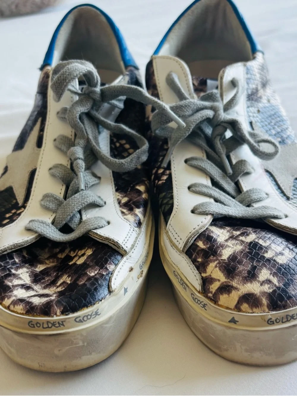 Golden Goose Women's Snake-Print Superstar Sneakers in White, Gray, Black - Picture 10 of 13